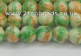 CRF418 15.5 inches 8mm round dyed rain flower stone beads wholesale