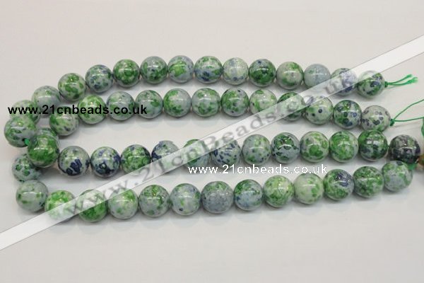 CRF47 15.5 inches 14mm round dyed rain flower stone beads wholesale