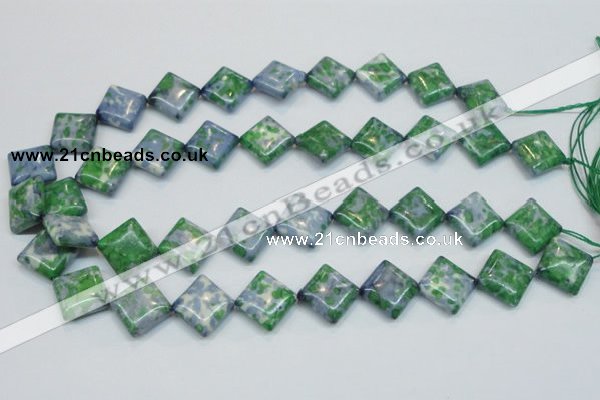 CRF53 15.5 inches 15*15mm diamond dyed rain flower stone beads