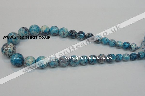 CRF65 15.5 inches multi sizes round dyed rain flower stone beads