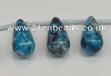 CRF68 11*21mm top-drilled teardrop dyed rain flower stone beads