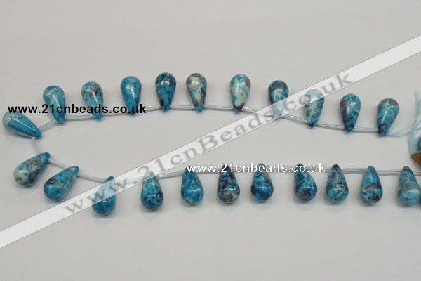 CRF68 11*21mm top-drilled teardrop dyed rain flower stone beads