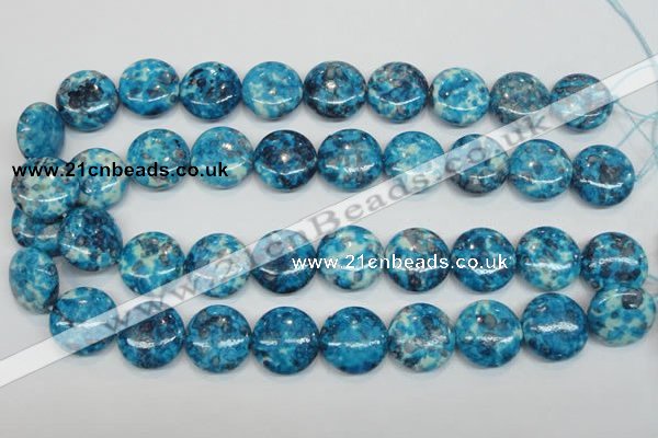 CRF70 15.5 inches 20mm flat round dyed rain flower stone beads