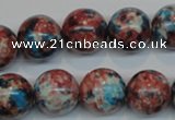 CRF74 15.5 inches 14mm round dyed rain flower stone beads wholesale