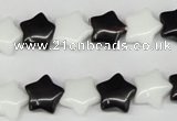 CRG01 15.5 inches 12*12mm star black & white agate beads wholesale