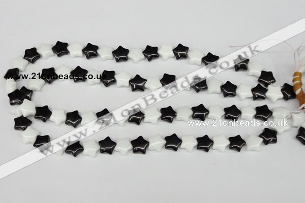 CRG01 15.5 inches 12*12mm star black & white agate beads wholesale