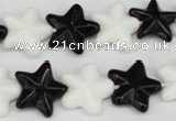 CRG23 15.5 inches 16*16mm star black & white agate gemstone beads