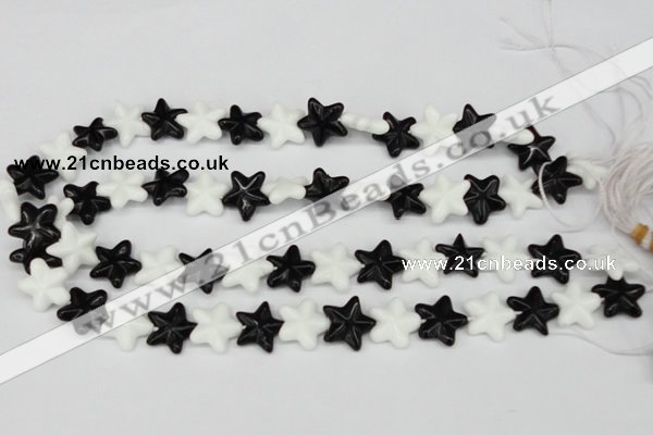CRG23 15.5 inches 16*16mm star black & white agate gemstone beads