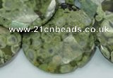 CRH109 15.5 inches 30mm faceted flat round rhyolite beads wholesale