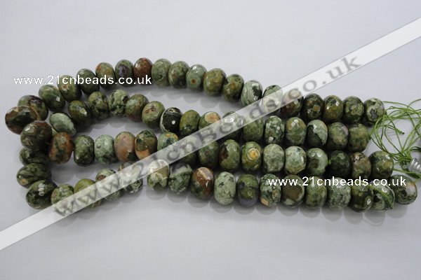 CRH124 15.5 inches 12*16mm faceted rondelle rhyolite gemstone beads