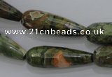 CRH133 15.5 inches 10*30mm faceted teardrop rhyolite gemstone beads