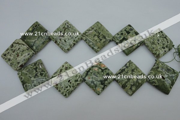 CRH146 15.5 inches 30*30mm diamond rhyolite gemstone beads