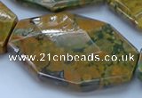 CRH154 15.5 inches 32*45mm - 35*50mm faceted freeform rhyolite beads