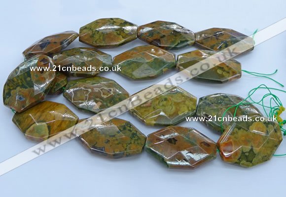 CRH154 15.5 inches 32*45mm - 35*50mm faceted freeform rhyolite beads