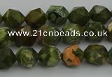 CRH161 15.5 inches 6mm faceted nuggets rhyolite gemstone beads