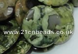 CRH39 15.5 inches 20mm flat round rhyolite beads wholesale