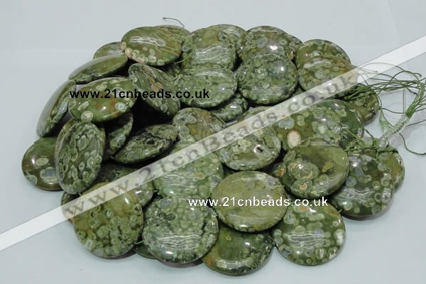 CRH41 15.5 inches 40mm flat round rhyolite beads wholesale