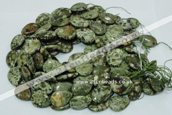 CRH49 15.5 inches 22*30mm flat teardrop rhyolite beads wholesale