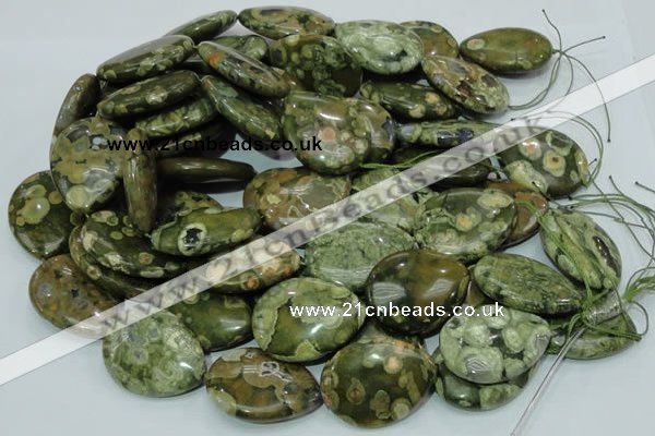 CRH50 15.5 inches 30*40mm flat teardrop rhyolite beads wholesale