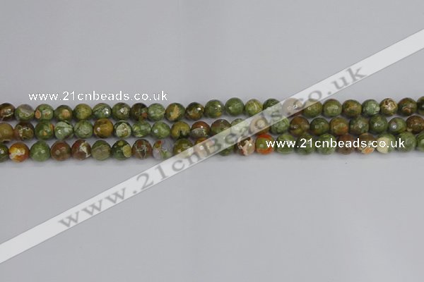 CRH526 15.5 inches 4mm faceted round rhyolite beads wholesale