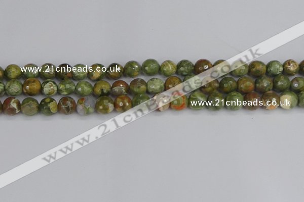 CRH528 15.5 inches 8mm faceted round rhyolite beads wholesale