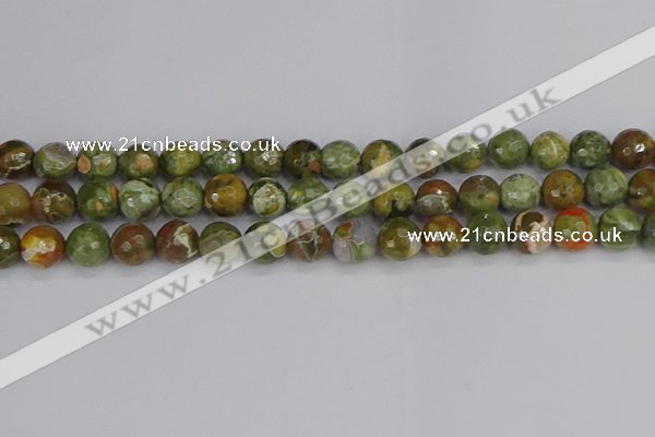 CRH529 15.5 inches 10mm faceted round rhyolite beads wholesale