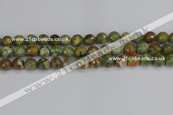 CRH530 15.5 inches 12mm faceted round rhyolite beads wholesale