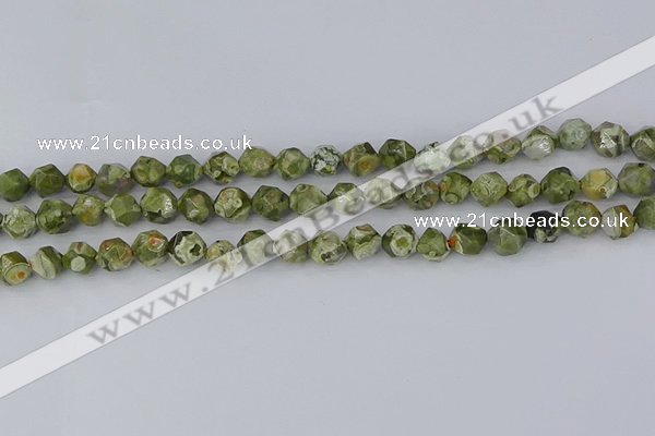 CRH535 15.5 inches 6mm faceted nuggets rhyolite gemstone beads