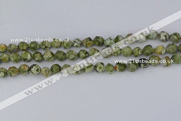 CRH536 15.5 inches 8mm faceted nuggets rhyolite gemstone beads