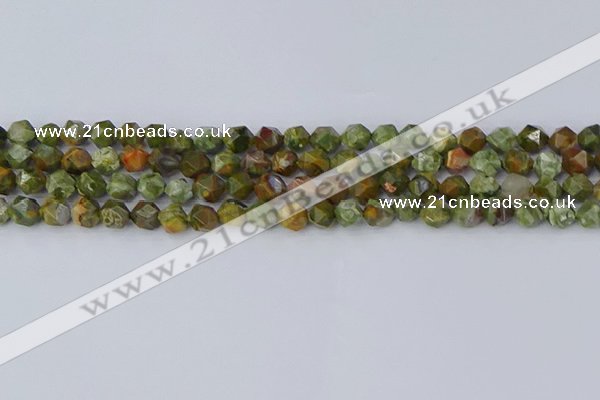 CRH541 15.5 inches 6mm faceted nuggets rhyolite beads wholesale