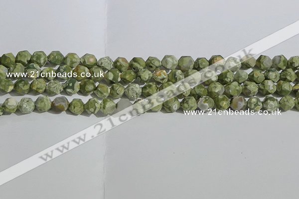 CRH554 15.5 inches 8mm faceted nuggets matte rhyolite gemstone beads