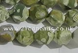 CRH556 15.5 inches 12mm faceted nuggets matte rhyolite gemstone beads