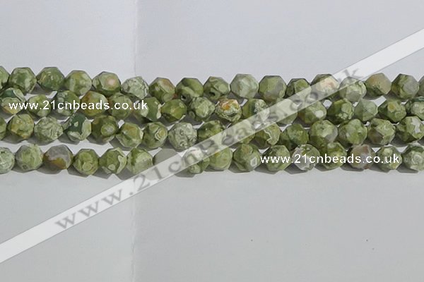 CRH556 15.5 inches 12mm faceted nuggets matte rhyolite gemstone beads