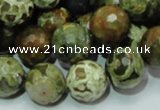 CRH59 15.5 inches 16mm faceted round rhyolite beads wholesale