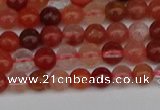 CRH600 15.5 inches 4mm round red rabbit hair quartz beads