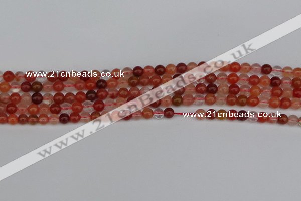 CRH600 15.5 inches 4mm round red rabbit hair quartz beads