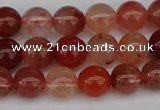 CRH601 15.5 inches 6mm round red rabbit hair quartz beads