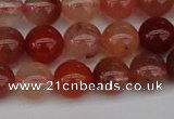 CRH602 15.5 inches 8mm round red rabbit hair quartz beads