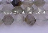 CRH612 15.5 inches 8mm faceted nuggets green rabbit hair beads