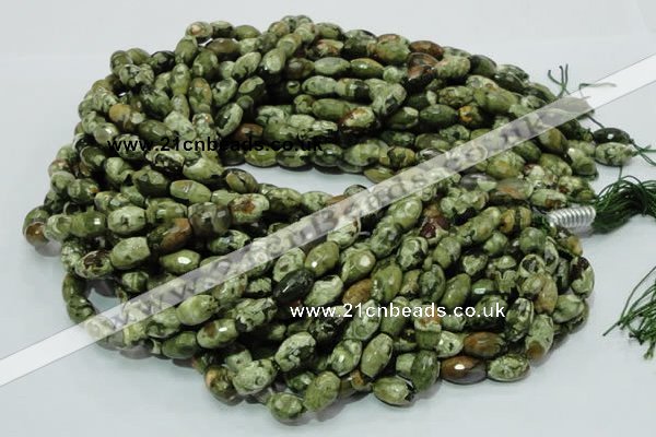 CRH66 15.5 inches 7*11mm faceted rice rhyolite beads wholesale