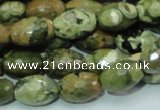 CRH68 15.5 inches 10*15mm faceted rice rhyolite beads wholesale