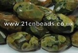 CRH69 15.5 inches 15*25mm faceted rice rhyolite beads wholesale