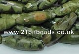 CRH70 15.5 inches 10*30mm faceted rice rhyolite beads wholesale