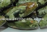 CRH72 15.5 inches 15*40mm faceted rice rhyolite beads wholesale