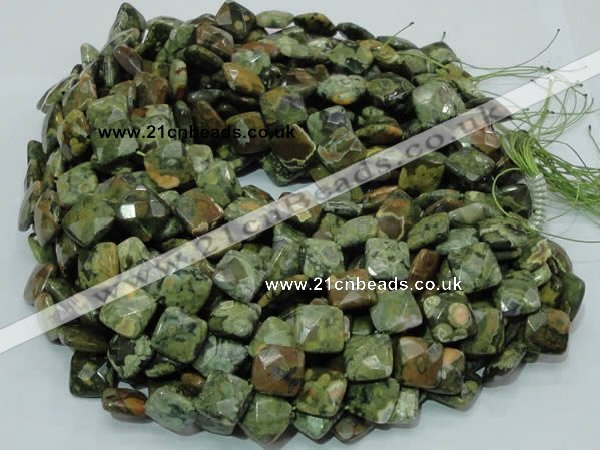 CRH74 15.5 inches 15*15mm faceted rhombic rhyolite beads wholesale