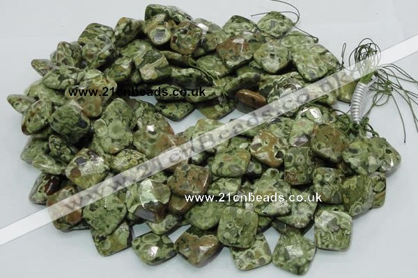 CRH75 15.5 inches 20*20mm faceted rhombic rhyolite beads wholesale