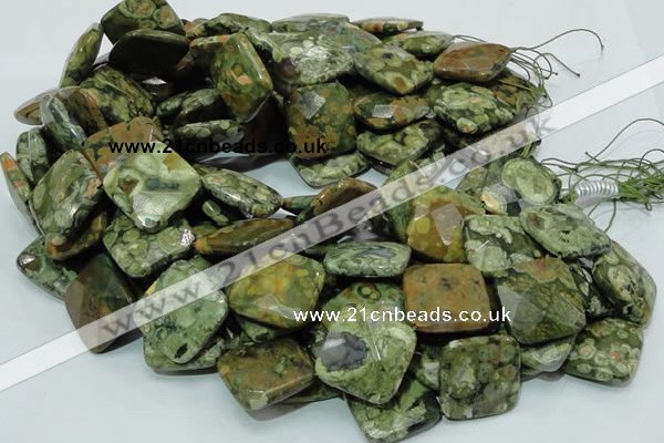 CRH76 15.5 inches 25*25mm faceted rhombic rhyolite beads wholesale