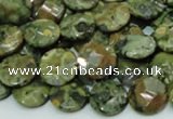 CRH84 15.5 inches 12mm faceted flat round rhyolite beads wholesale