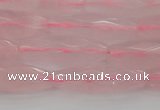 CRI02 15.5 inches 10*30mm faceted rice rose quartz beads wholesale