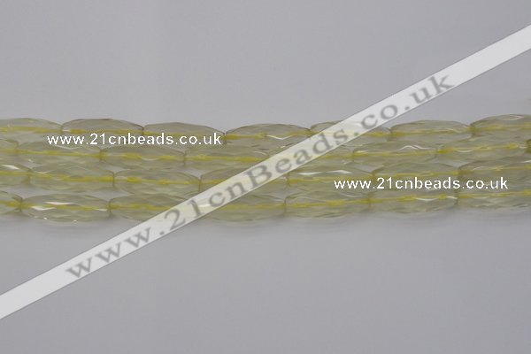 CRI03 15.5 inches 10*30mm faceted rice lemon quartz beads wholesale